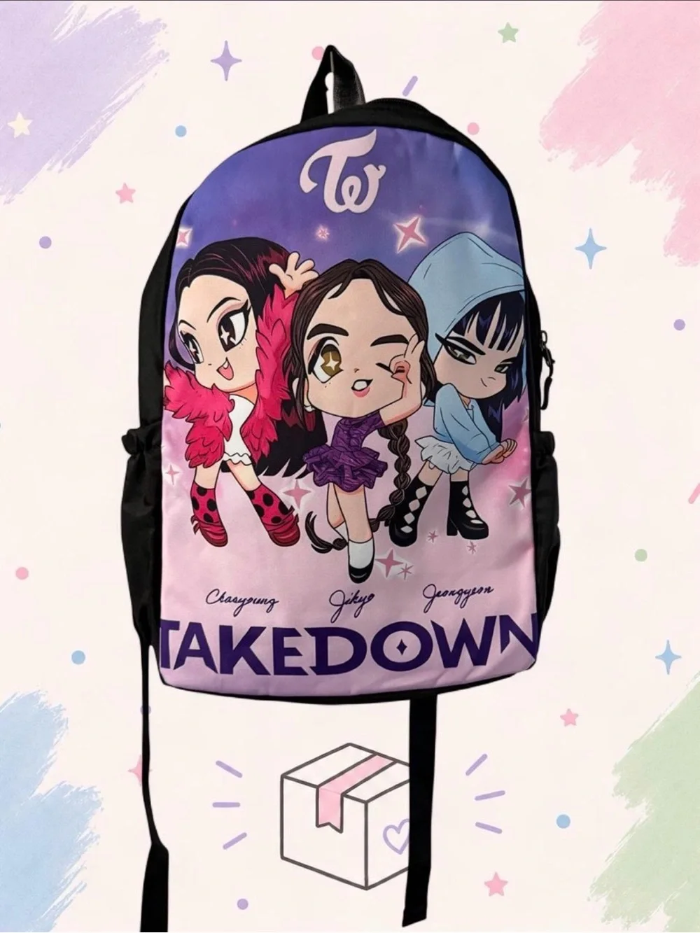 TWICE 'Takedown' Cute Chibi Backpack - Purple Pink